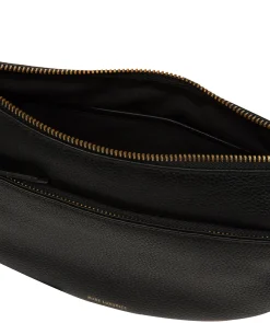 Melisande' Black Leather Cross Body Bag