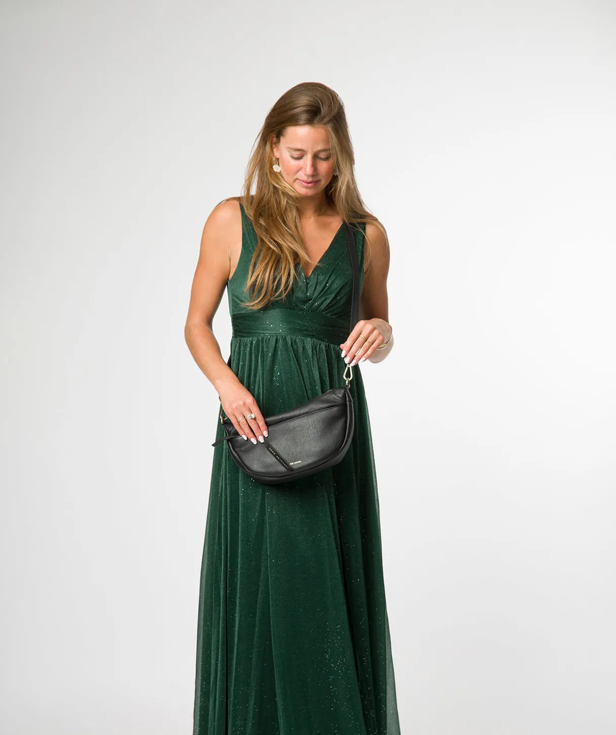 Melisande' Black Leather Cross Body Bag
