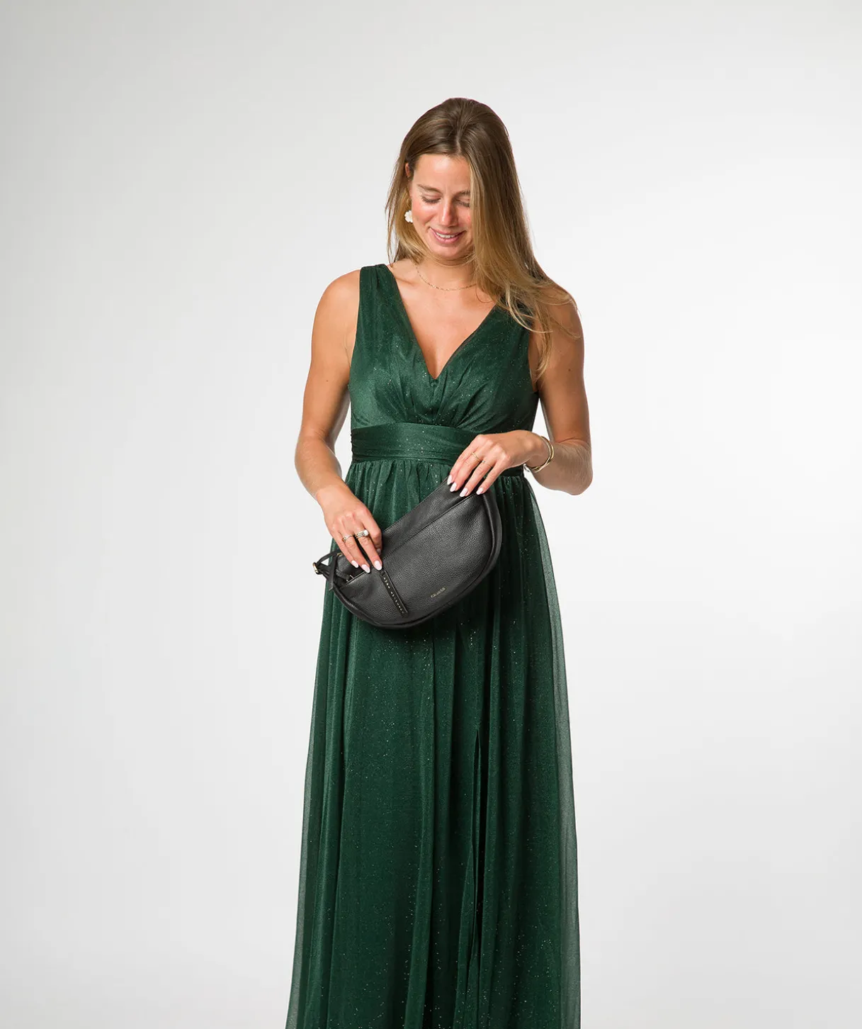 Melisande' Black Leather Cross Body Bag