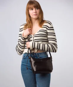 Merrill' Black Leather Cross Body Bag