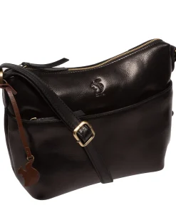 Merrill' Black Leather Cross Body Bag