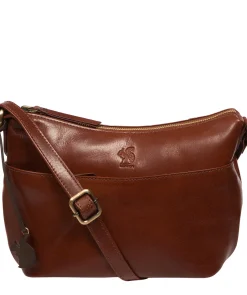 Merrill' Conker Brown Leather Cross Body Bag