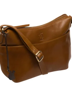 Merrill' Dark Tan Leather Cross Body Bag