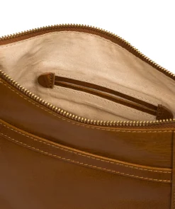 Merrill' Dark Tan Leather Cross Body Bag