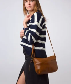 Merrill' Dark Tan Leather Cross Body Bag