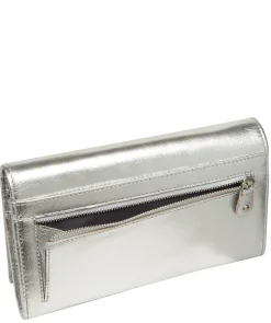 Mia' Metallic Silver Leather Purse