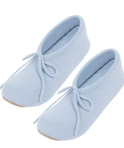 Millom' Powder Blue Cashmere & Merino Wool Medium Ballet Slippers