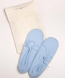Millom' Powder Blue Cashmere & Merino Wool Medium Ballet Slippers