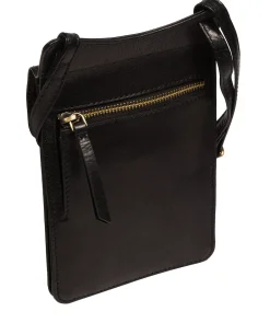 Milly' Black Leather Cross Body Phone Bag