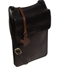 Milly' Black Leather Cross Body Phone Bag