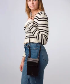 Milly' Black Leather Cross Body Phone Bag