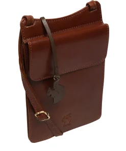 Milly' Conker Brown Leather Cross Body Phone Bag