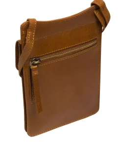 Milly' Dark Tan Leather Cross Body Phone Bag