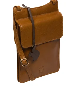 Milly' Dark Tan Leather Cross Body Phone Bag