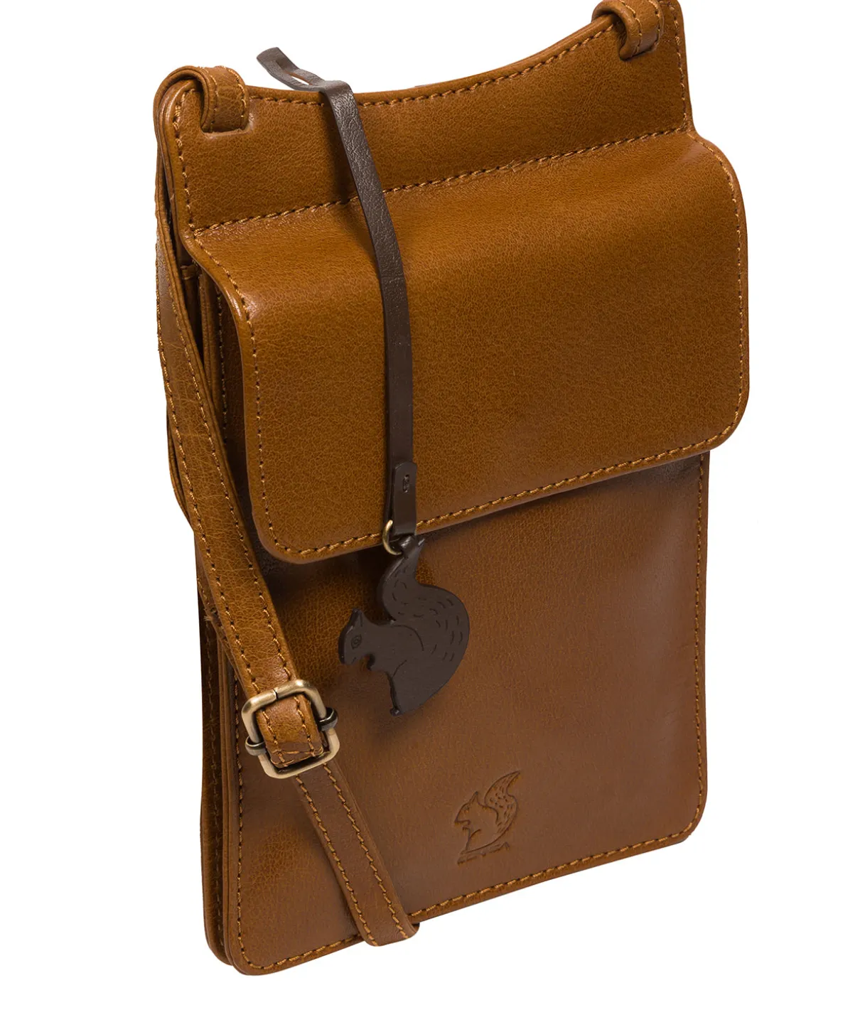 Milly' Dark Tan Leather Cross Body Phone Bag