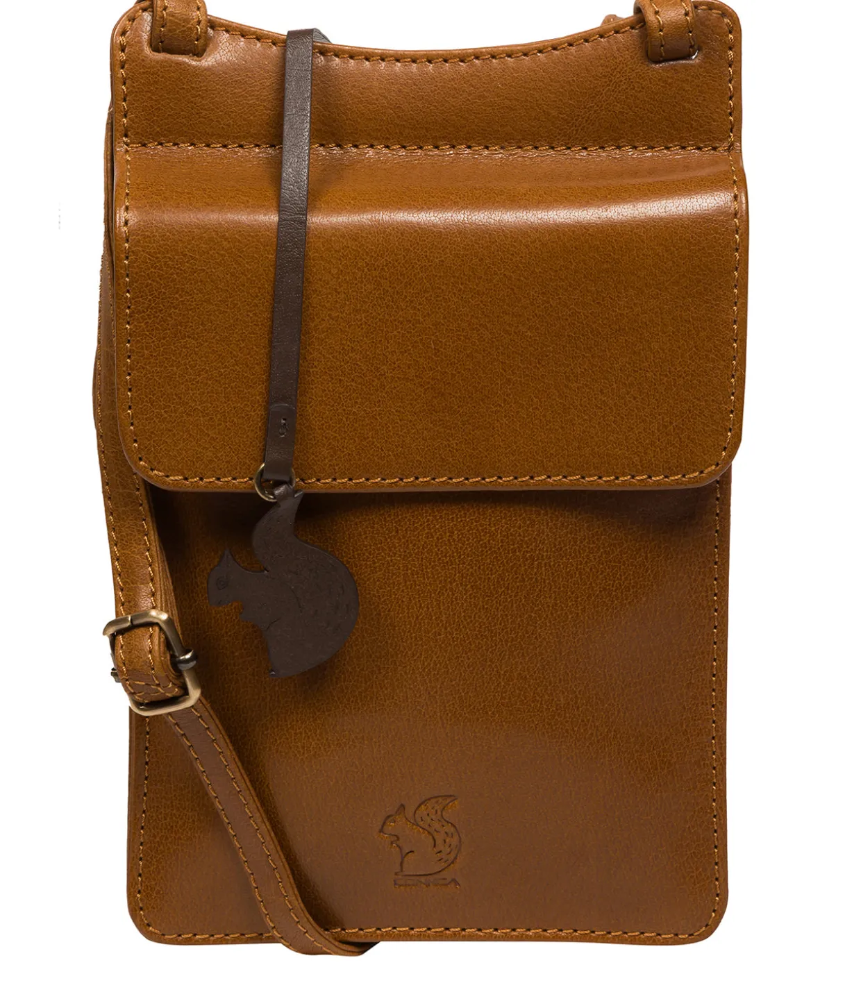 Milly' Dark Tan Leather Cross Body Phone Bag