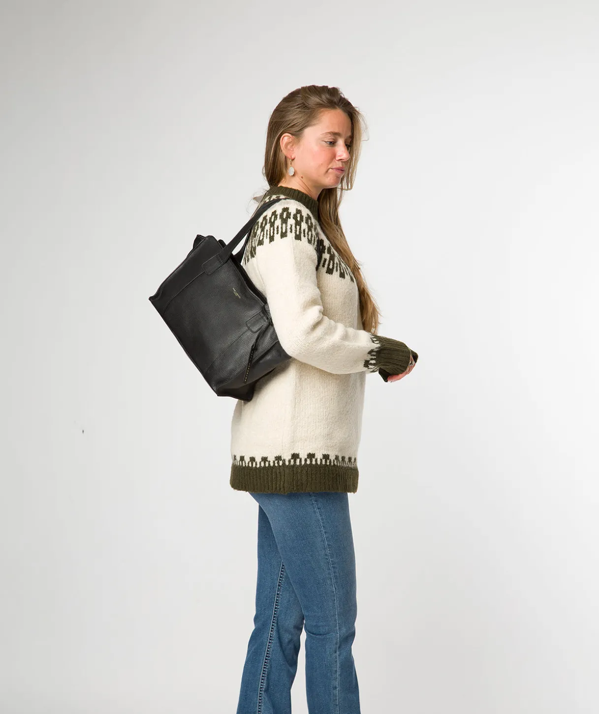 Mimi' Black Leather Handbag