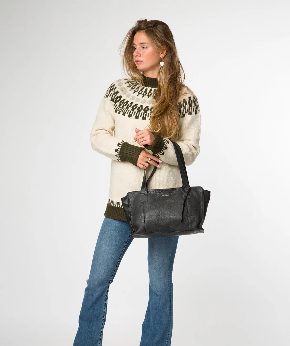 Mimi' Black Leather Handbag