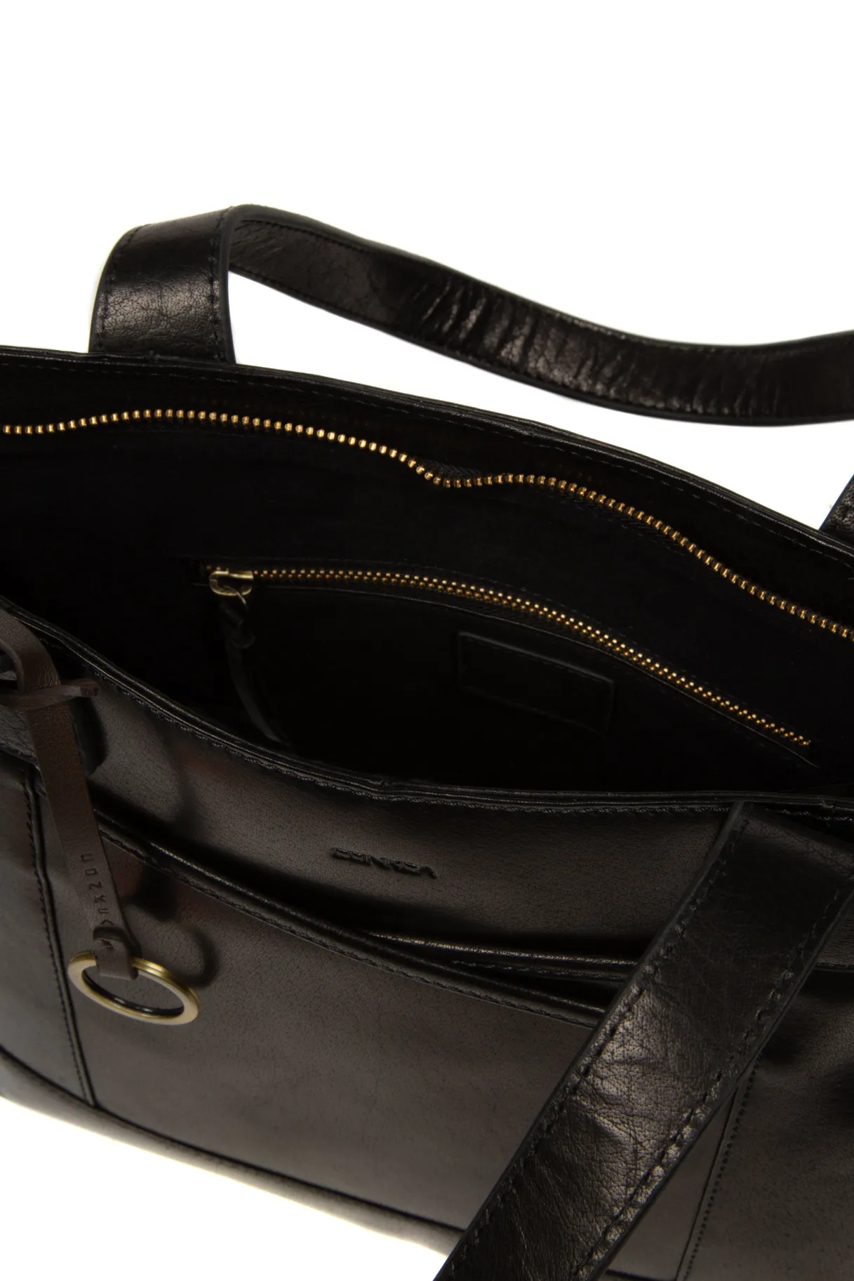 Minella' Black Leather Tote Bag