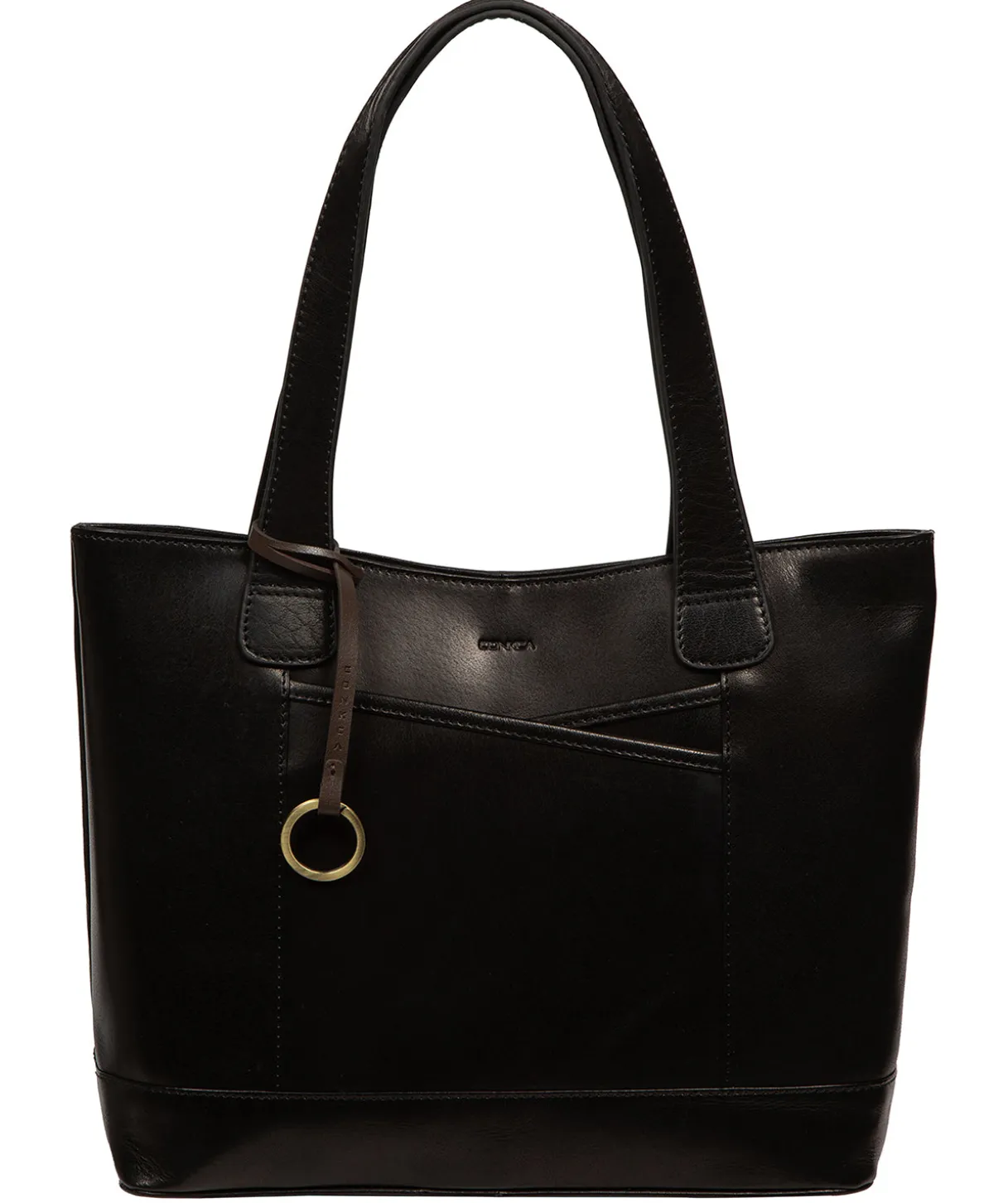 Minella' Black Leather Tote Bag