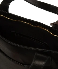 Minella' Black Leather Tote Bag