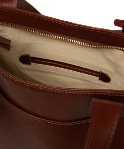 Minella' Conker Brown Leather Tote Bag