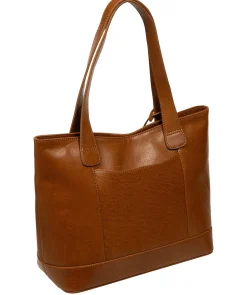 Minella' Dark Tan Leather Tote Bag