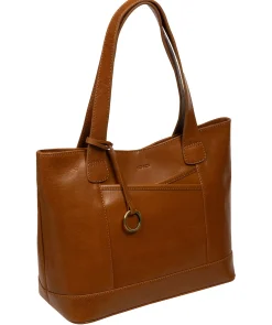 Minella' Dark Tan Leather Tote Bag