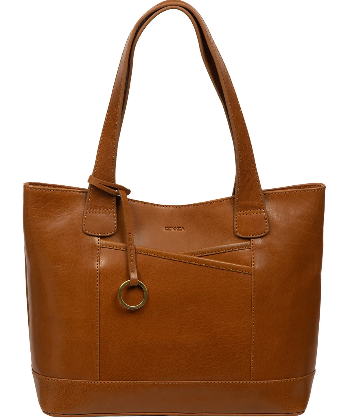 Minella' Dark Tan Leather Tote Bag