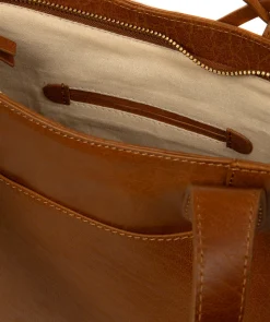 Minella' Dark Tan Leather Tote Bag