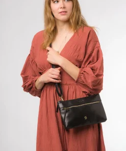 Minnow' Black Leather Cross Body Clutch Bag