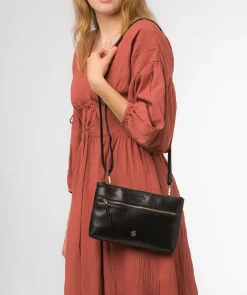 Minnow' Black Leather Cross Body Clutch Bag