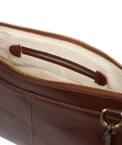 Minnow' Conker Brown Leather Cross Body Clutch Bag