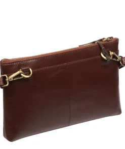 Minnow' Conker Brown Leather Cross Body Clutch Bag