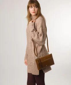 Minnow' Dark Tan Leather Cross Body Clutch Bag