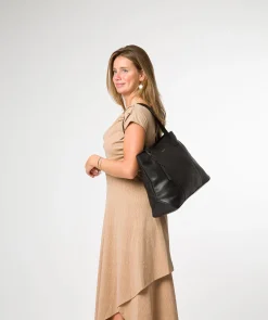 Mochi' Black Leather Tote Bag