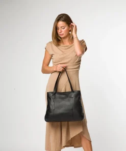 Mochi' Black Leather Tote Bag