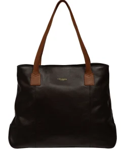 Mochi' Espresso & Rich Tan Leather Tote Bag