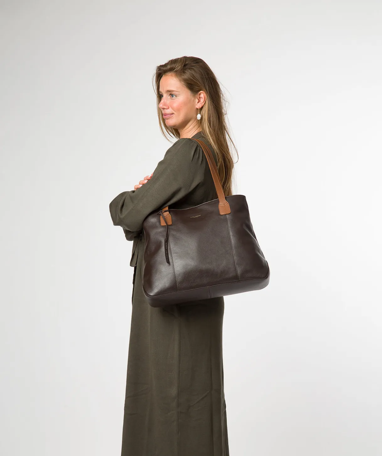 Mochi' Espresso & Rich Tan Leather Tote Bag