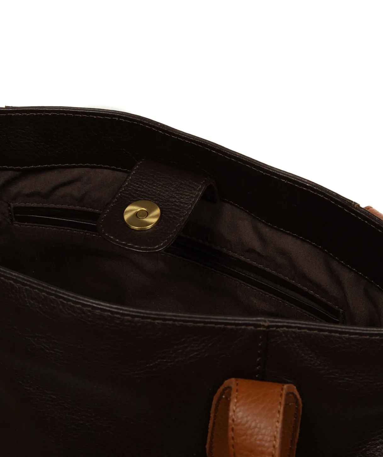 Mochi' Espresso & Rich Tan Leather Tote Bag