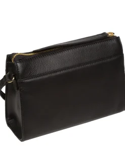 Monica' Black Nappa Leather Cross Body Bag