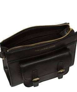 Monica' Black Nappa Leather Cross Body Bag