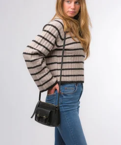 Monica' Black Nappa Leather Cross Body Bag
