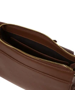 Monica' Dark Tan Nappa Leather Cross Body Bag