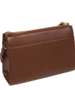 Monica' Dark Tan Nappa Leather Cross Body Bag