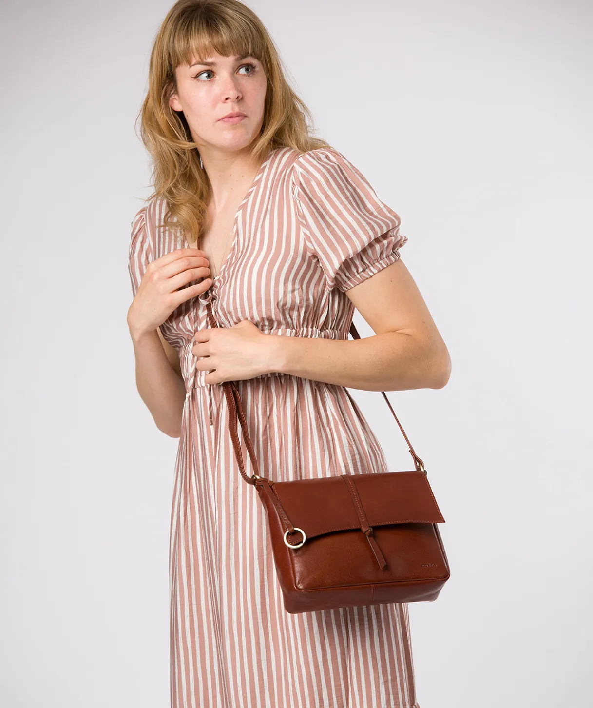 Myla' Conker Brown Leather Cross Body Bag