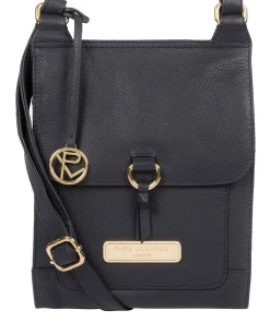 Naomi' Navy Leather Cross Body Bag