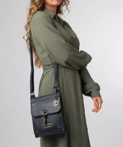 Naomi' Navy Leather Cross Body Bag