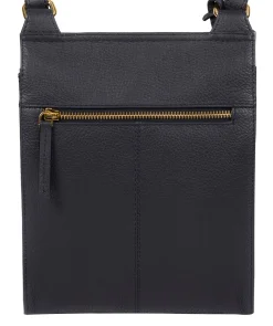 Naomi' Navy Leather Cross Body Bag