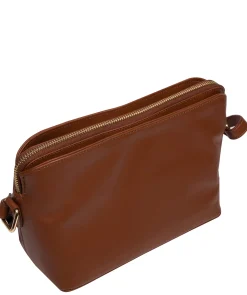 Natalie' Caramel Leather Cross Body Bag